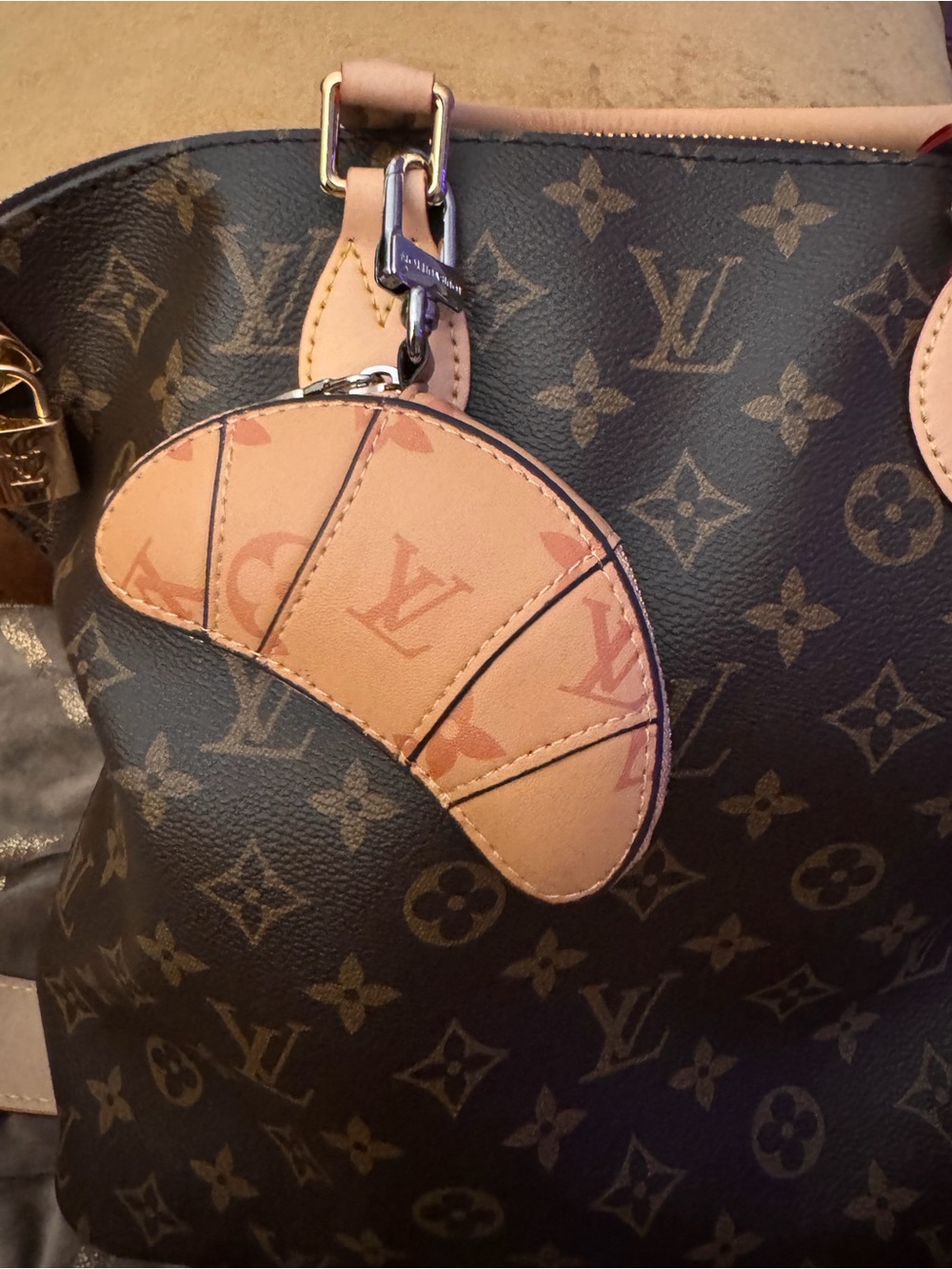 Louis Vuitton Monogram Canvas Tote with Beige Leather Charm